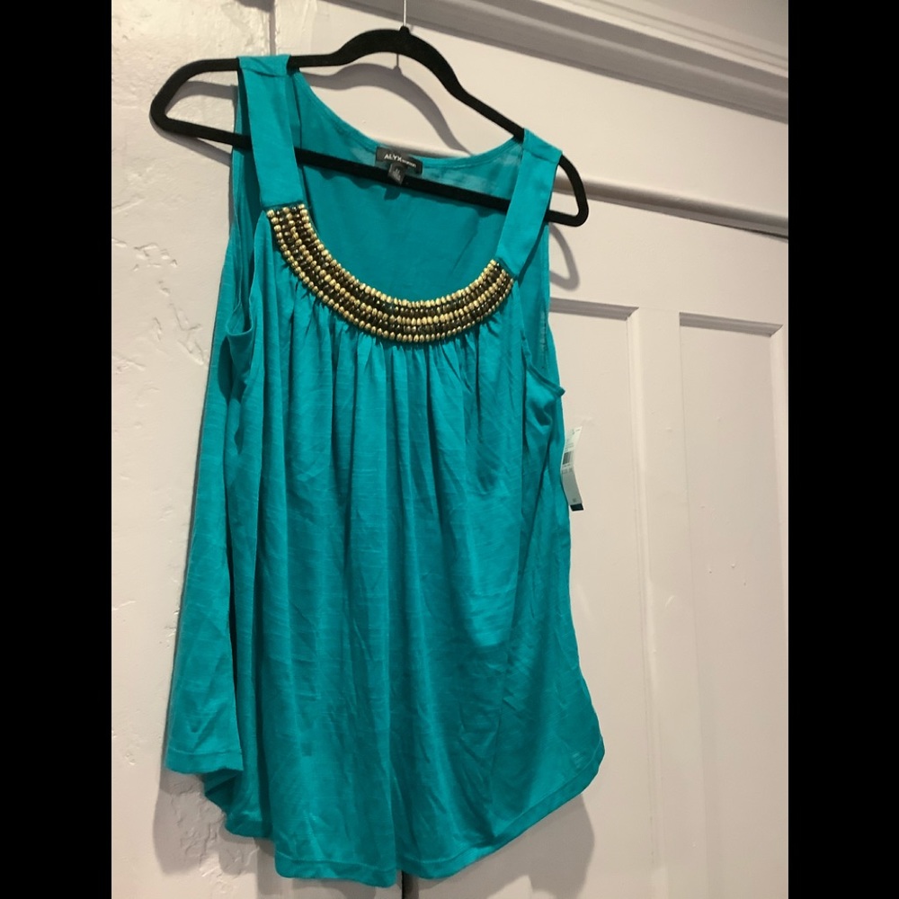 ALYX teal tank top with beads